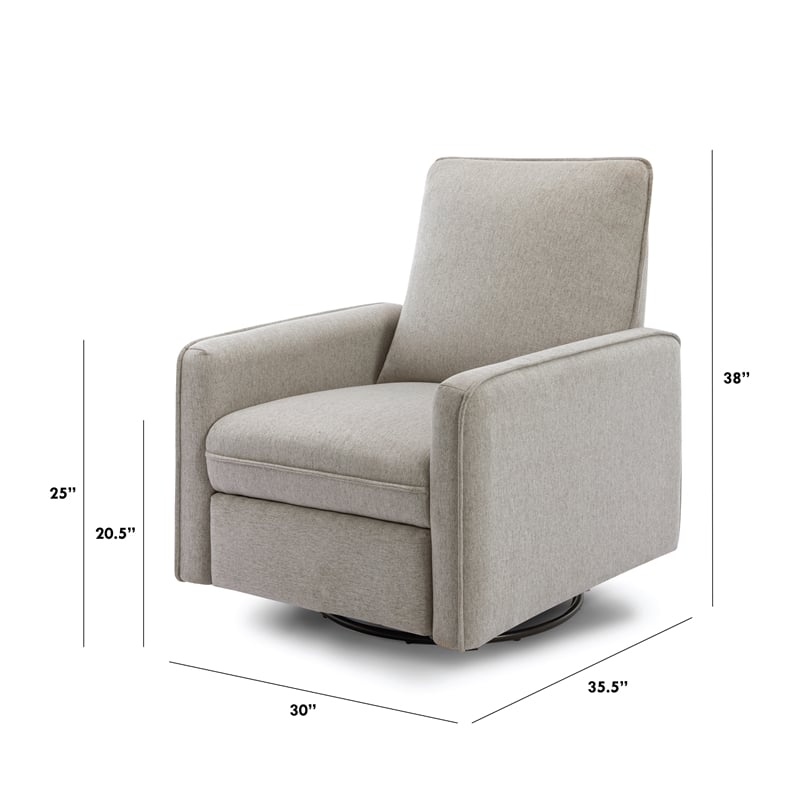 Davinci Penny Modern Polyester Fabric Recliner and Swivel Glider in Gray