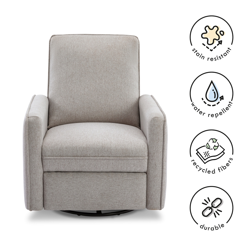 Davinci Penny Modern Polyester Fabric Recliner and Swivel Glider in Gray