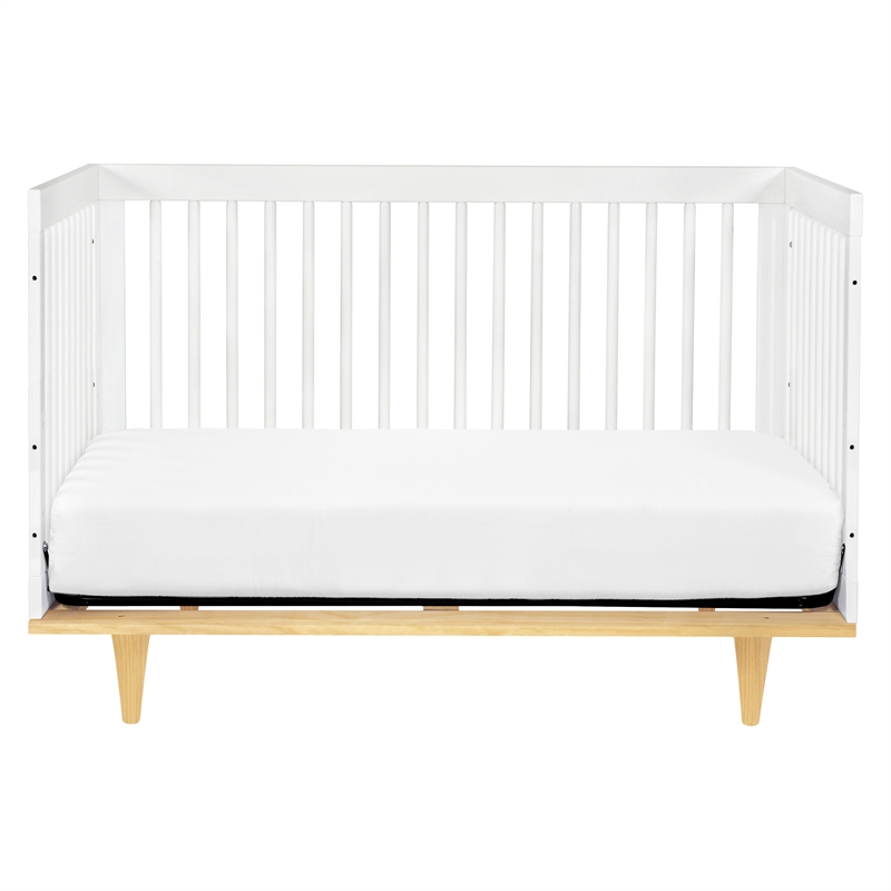 Davinci Marley Modern Pine Wood 3-In-1 Convertible Crib in White/Natural