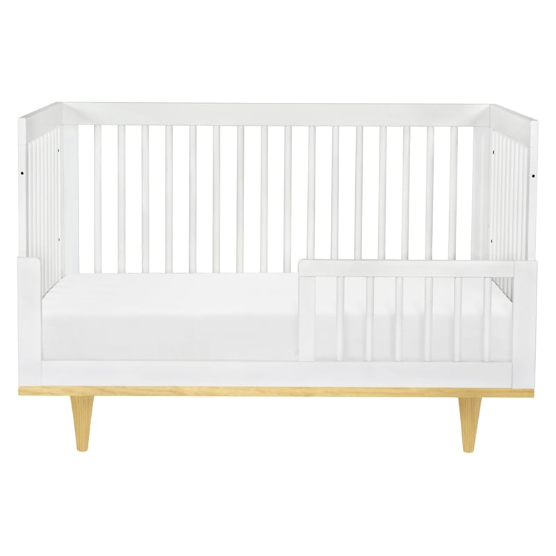 Davinci Marley Modern Pine Wood 3-In-1 Convertible Crib in White/Natural
