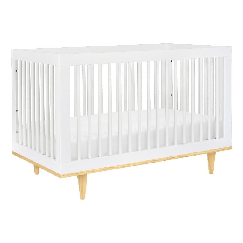 Davinci Marley Modern Pine Wood 3-In-1 Convertible Crib in White/Natural