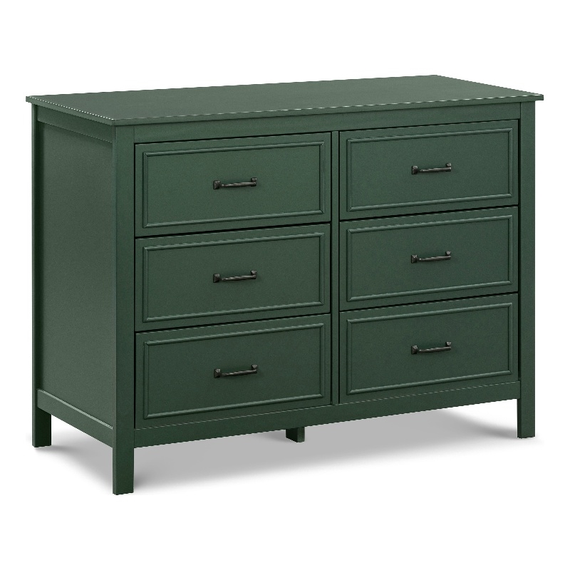 Davinci Charlie 6-Drawer Modern Pine Wood and MDF Double Dresser in Forest Green