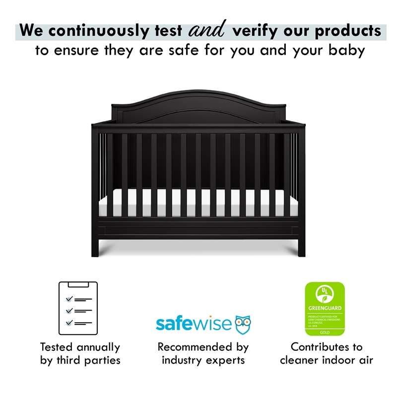 Davinci Charlie Modern Pine Wood and MDF 4-In-1 Convertible Crib in Ebony Black