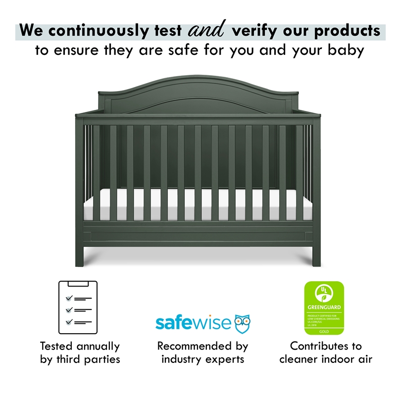 Davinci Charlie Modern Pine Wood and MDF 4-In-1 Convertible Crib in Forest Green
