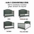 Davinci Charlie Modern Pine Wood and MDF 4-In-1 Convertible Crib in Forest Green