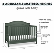 Davinci Charlie Modern Pine Wood and MDF 4-In-1 Convertible Crib in Forest Green