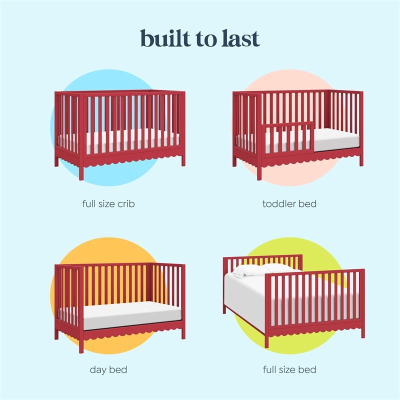 DaVinci Sammy Scallop 4-in-1  Convertible Crib in Red