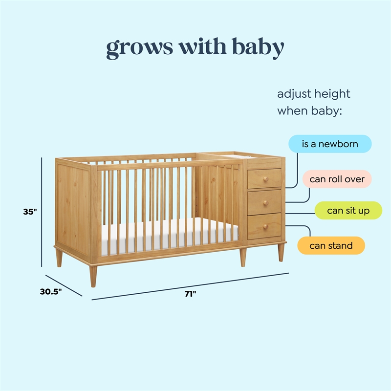 DaVinci Marley 3-in-1 Crib and Changer Combo in Light Brown