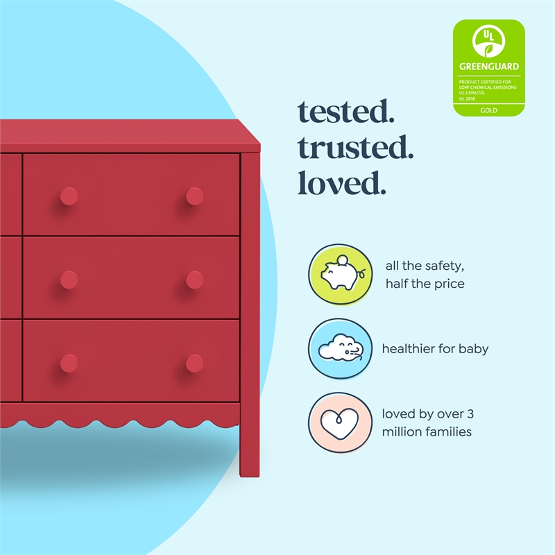DaVinci Sammy Scallop 6-Drawer Dresser in Red