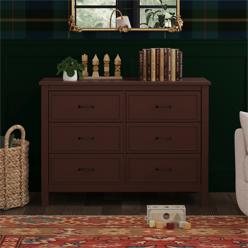 DaVinci Charlie 6-Drawer Double Dresser in Red Oak