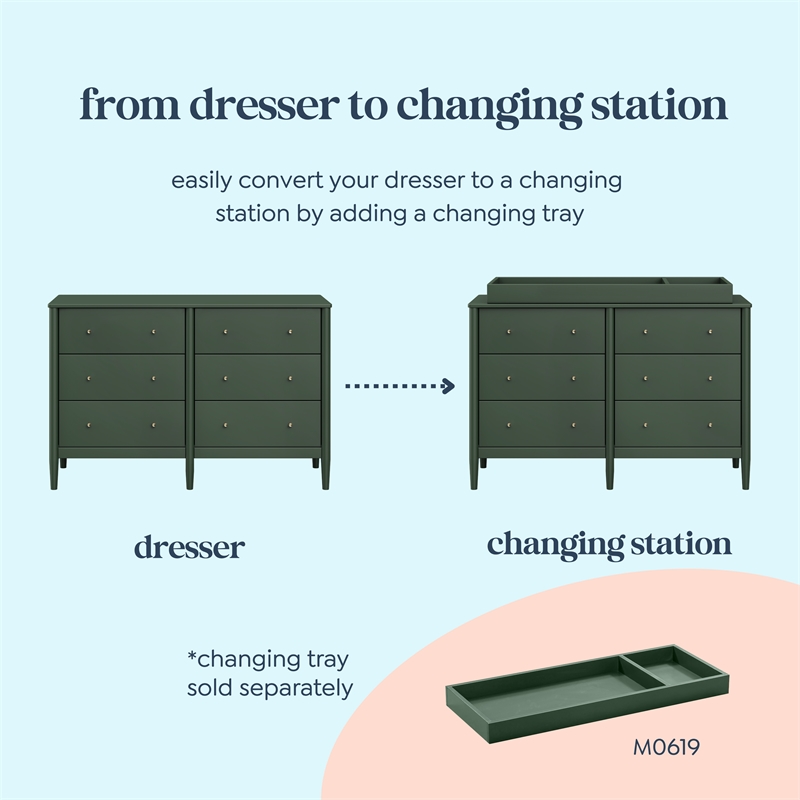 DaVinci Frem 6-Drawer Dresser in Green