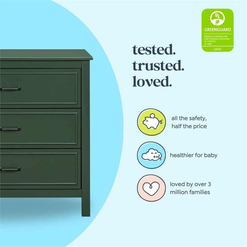 DaVinci Charlie 3-Drawer Dresser in Forest Green
