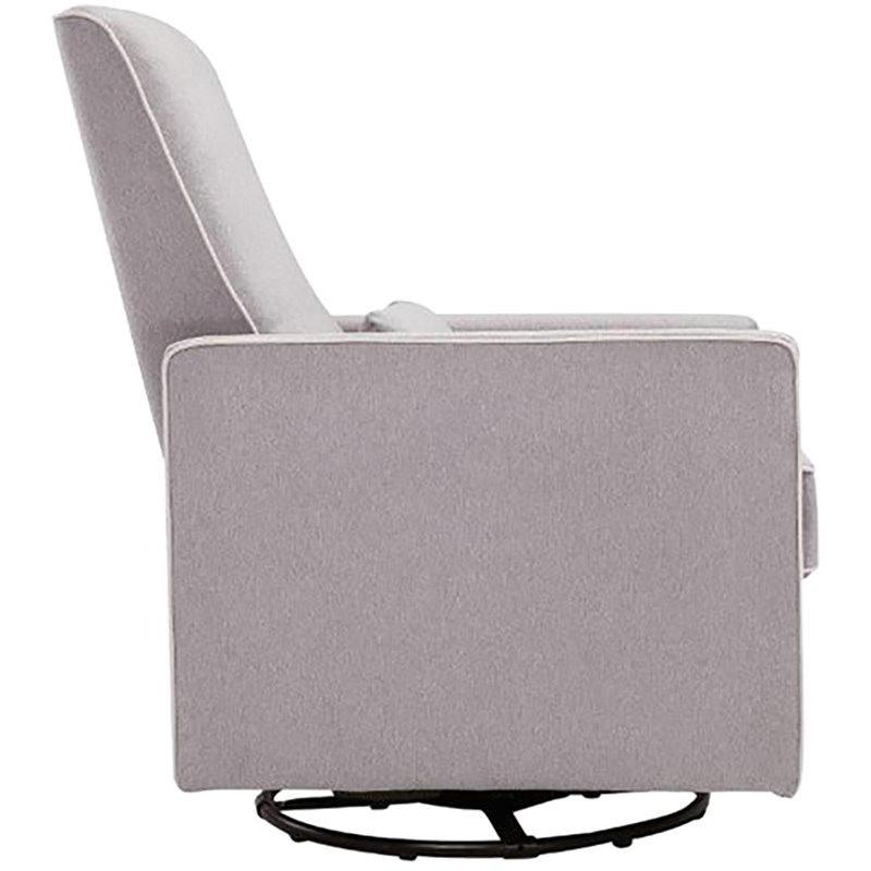 DaVinci Piper Recliner and Swivel Glider in Gray with Cream Piping