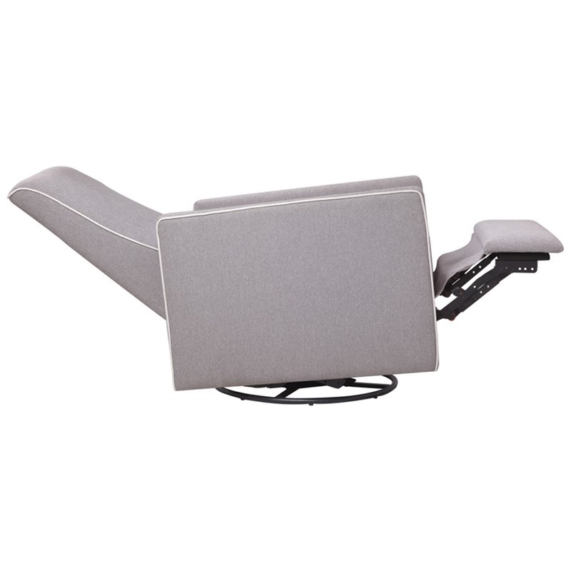 DaVinci Piper Recliner and Swivel Glider in Gray with Cream Piping