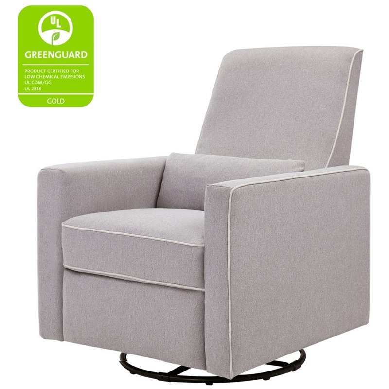 DaVinci Piper Recliner and Swivel Glider in Gray with Cream Piping