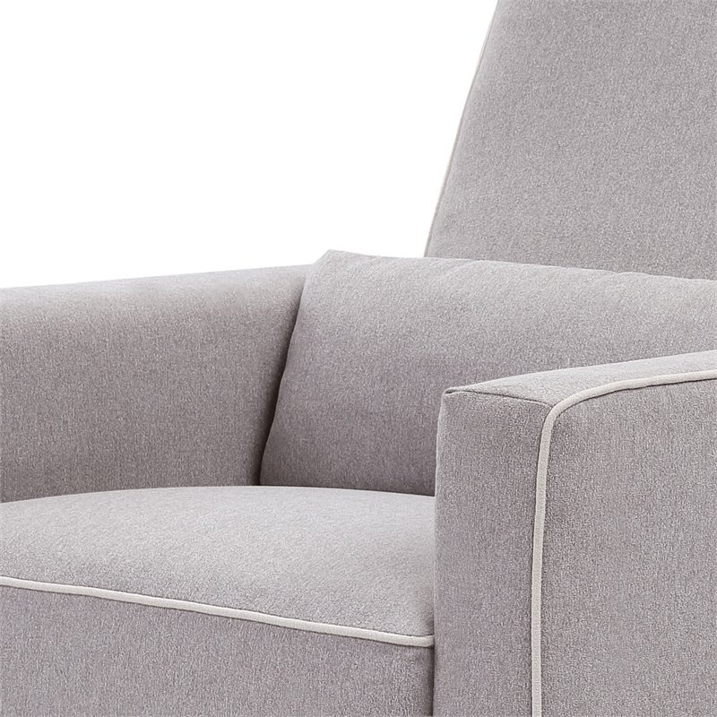 DaVinci Piper Recliner and Swivel Glider in Gray with Cream Piping