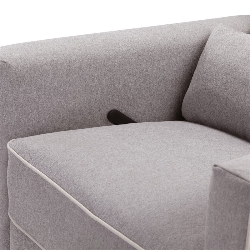 DaVinci Piper Recliner and Swivel Glider in Gray with Cream Piping