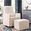 DaVinci Olive Glider and Ottoman in Cream with Piping