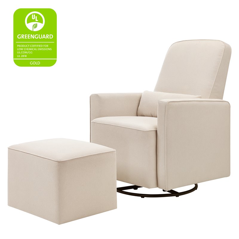 DaVinci Olive Glider and Ottoman in Cream with Piping