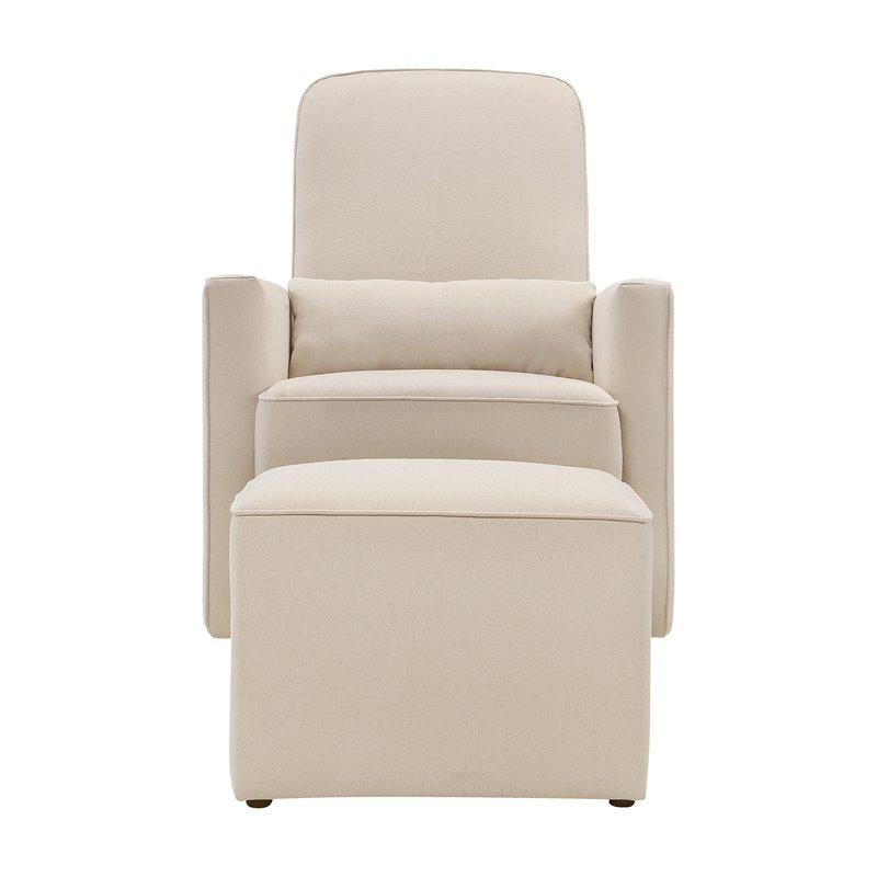 DaVinci Olive Glider and Ottoman in Cream with Piping