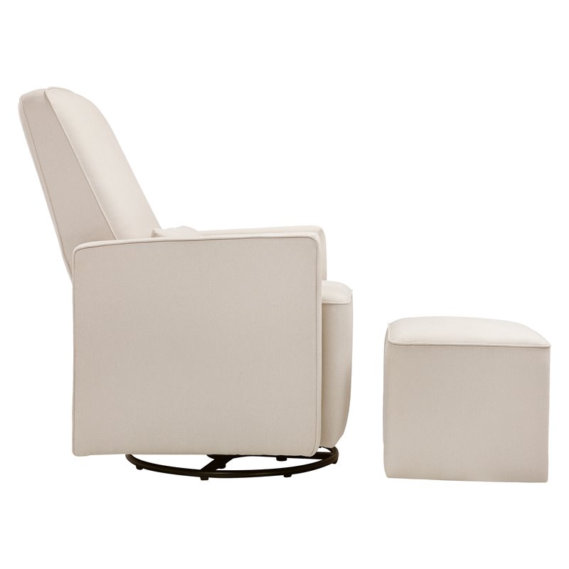 DaVinci Olive Glider and Ottoman in Cream with Piping