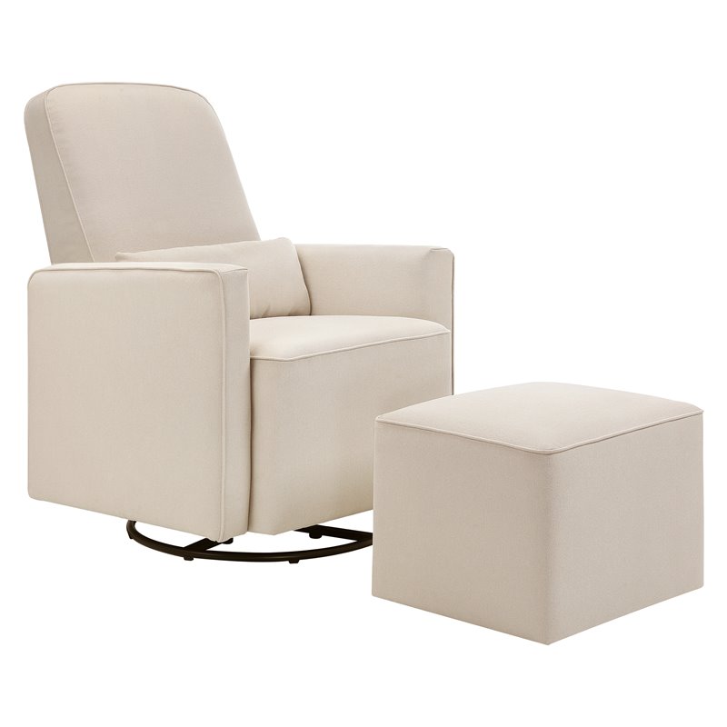 DaVinci Olive Glider and Ottoman in Cream with Piping