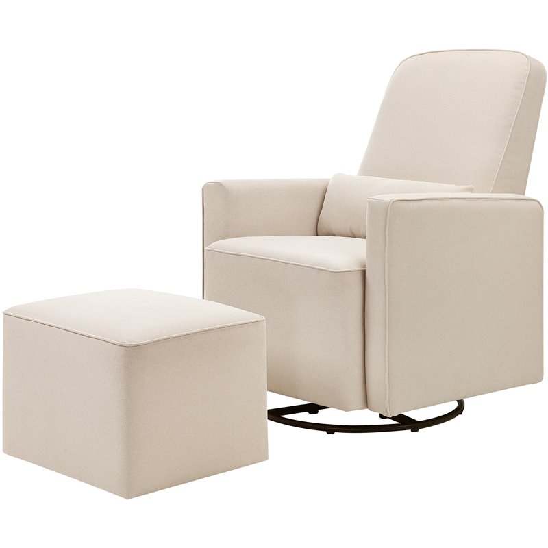 DaVinci Olive Glider and Ottoman in Cream with Piping