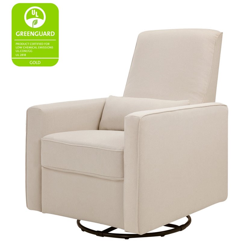 DaVinci Piper Recliner and Swivel Glider in Cream with Piping
