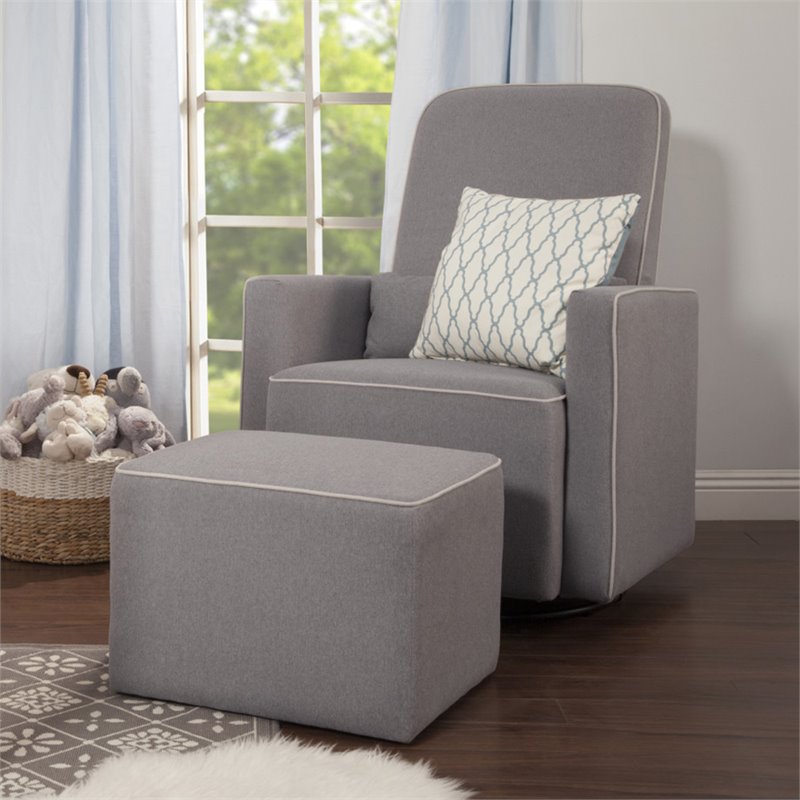 DaVinci Olive Glider and Ottoman in Gray Fabric