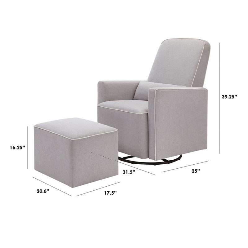 DaVinci Olive Glider and Ottoman in Gray Fabric