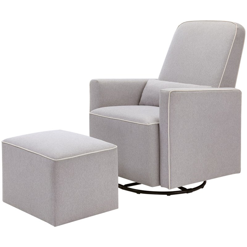 DaVinci Olive Glider and Ottoman in Gray Fabric
