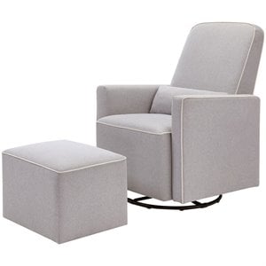DaVinci Olive Glider and Ottoman in Gray Fabric