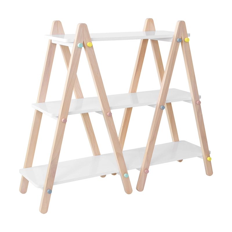 Babyletto Dottie 3 Shelf Bookcase in White and Washed Natural