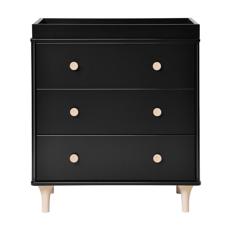 Babyletto Lolly 3 Drawer Changer Dresser in Black and Washed Natural