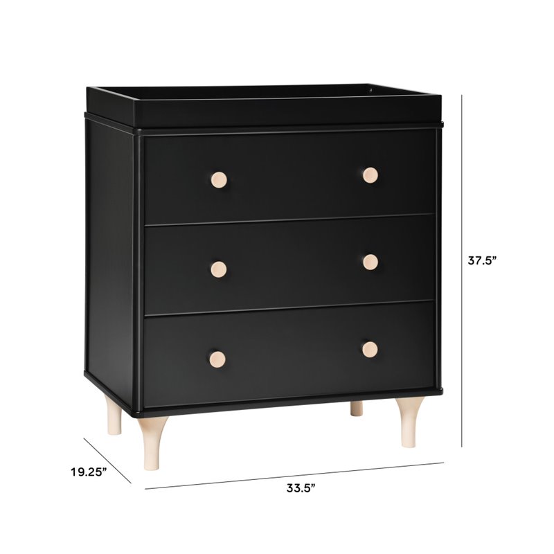 Babyletto Lolly 3 Drawer Changer Dresser in Black and Washed Natural