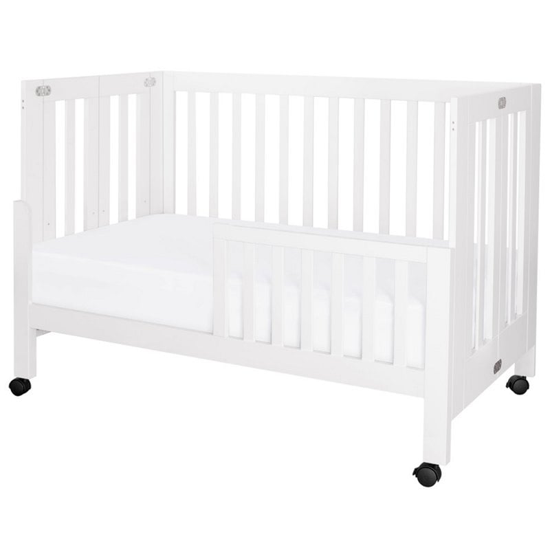 Babyletto Maki Full Portable Crib with Toddler Bed Conversion Kit in White