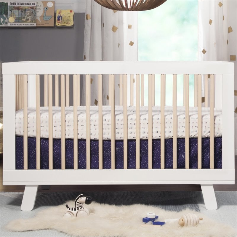 Hudson 3-in-1 Convertible Crib with Toddler Bed Conversion Kit - White/Natural