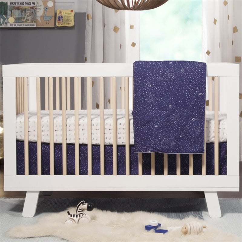 Hudson 3-in-1 Convertible Crib with Toddler Bed Conversion Kit - White/Natural