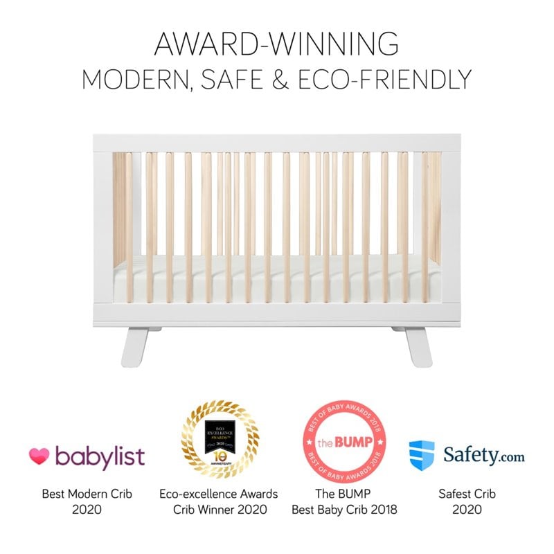 Hudson 3-in-1 Convertible Crib with Toddler Bed Conversion Kit - White/Natural