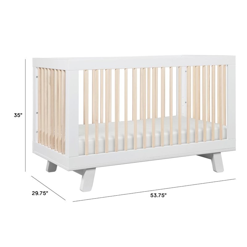 Hudson 3-in-1 Convertible Crib with Toddler Bed Conversion Kit - White/Natural