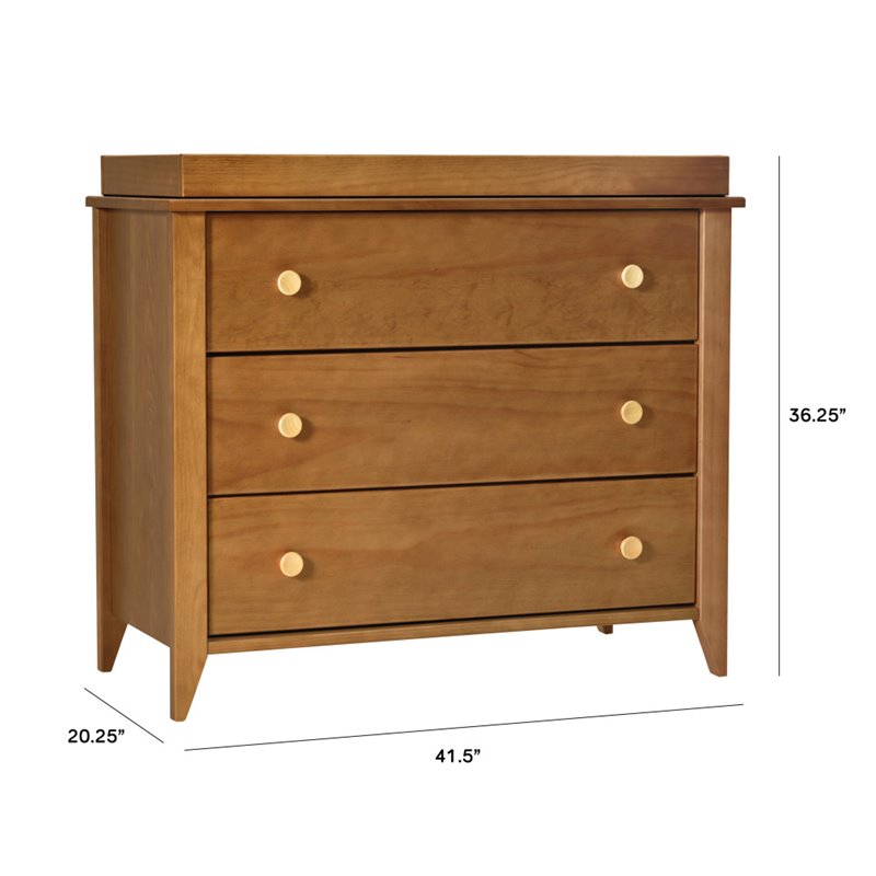 Babyletto Sprout 3 Drawer Dresser with Removable Changing Tray in Chestnut