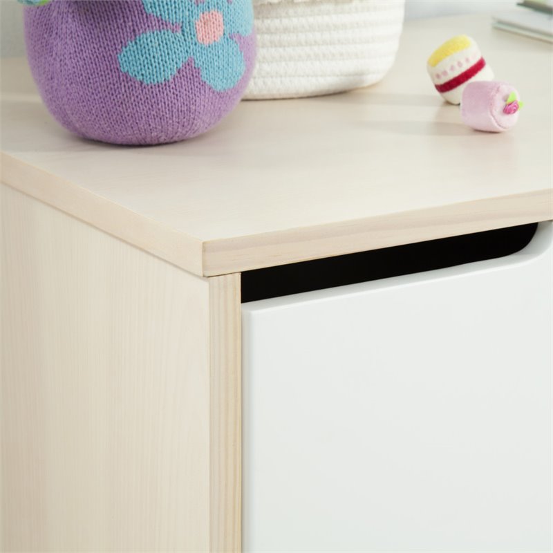 Babyletto Hudson 6 Drawer Double Wood Dresser in Washed Natural and White Beige