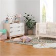 Babyletto Hudson 6 Drawer Double Wood Dresser in Washed Natural and White Beige