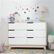 Babyletto Hudson 6 Drawer Double Wood Dresser in Washed Natural and White Beige