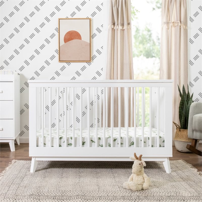 Scoot 3 in 1 Convertible Crib with Toddler Bed Conversion Kit in White
