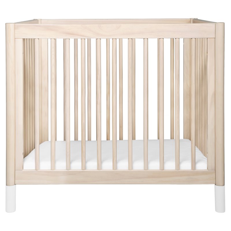 Babyletto Gelato 4 in 1 Convertible Mini Crib in Washed Natural with White Feet