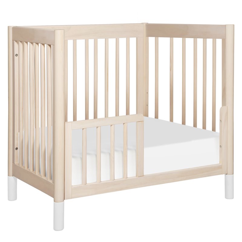 Babyletto Gelato 4 in 1 Convertible Mini Crib in Washed Natural with White Feet