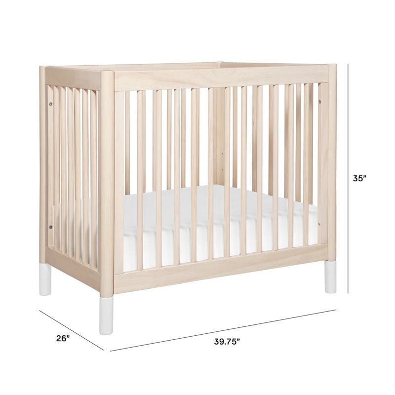 Babyletto Gelato 4 in 1 Convertible Mini Crib in Washed Natural with White Feet