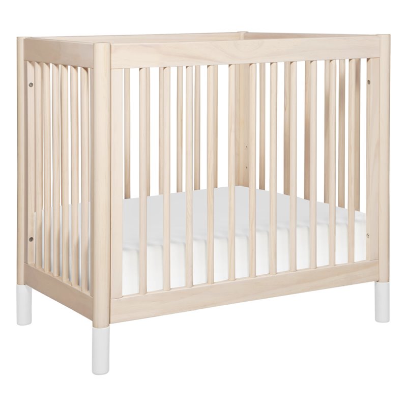 Babyletto Gelato 4 in 1 Convertible Mini Crib in Washed Natural with White Feet