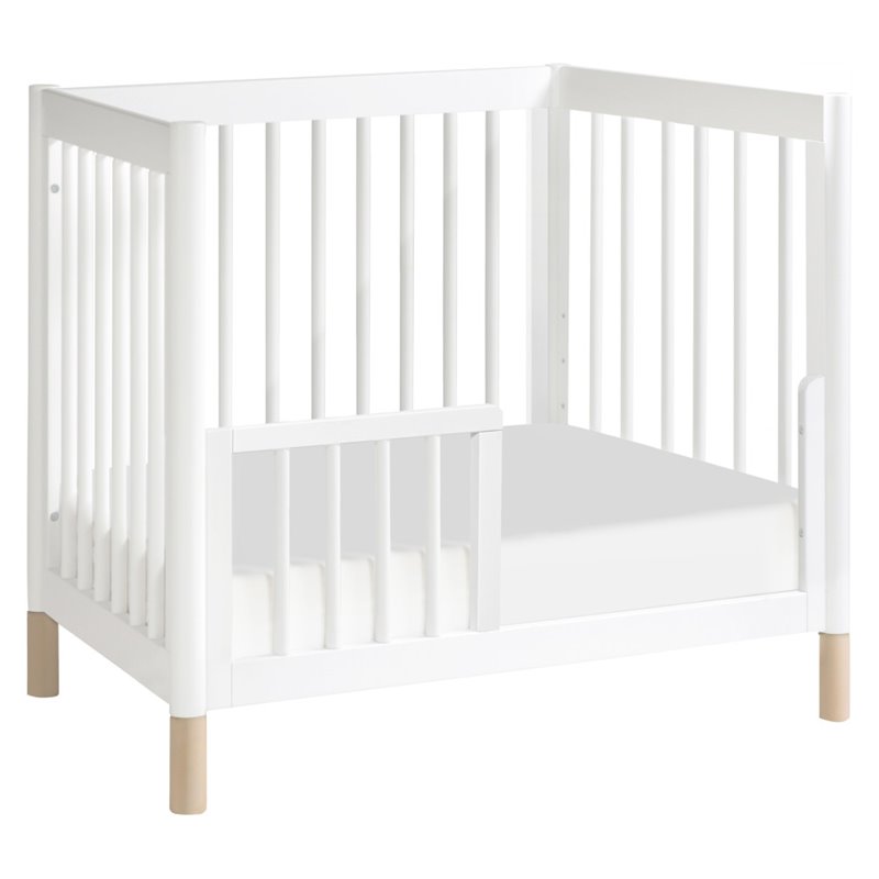 Babyletto Gelato 4 in 1 Convertible Mini Crib in White with Washed Natural Feet